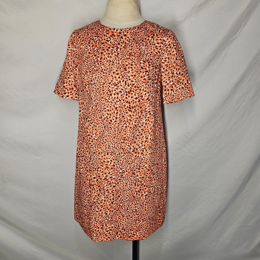 Piol Spotted Print Dress Nwt Orange White Brown Medium No Size Tag